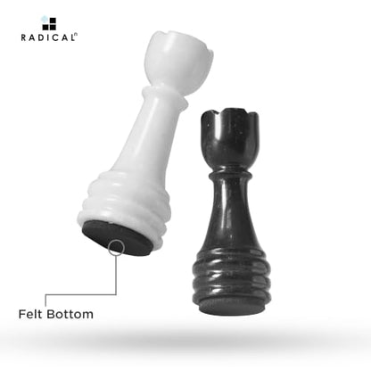 Radicaln Marble Chess Figures 3.5'' Inches Black and White Handmade Figures for Board Games - Marble Chess Set & Checker Board Game for Adults | Natural Stone, Hand Polished, Premium Finish, 32 playing Pieces, Unique Veining, Timeless Design - color: Blac