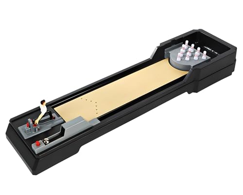 Tabletop Bowling Game Set, 10-Pin Alley, Mechanical Play, 6+ | Large 25.5” Bowling Toy, Side-track Return, Easy Pins Setup, Spare Parts, No Batteries, Gift for Kids & Adults, Family Fun