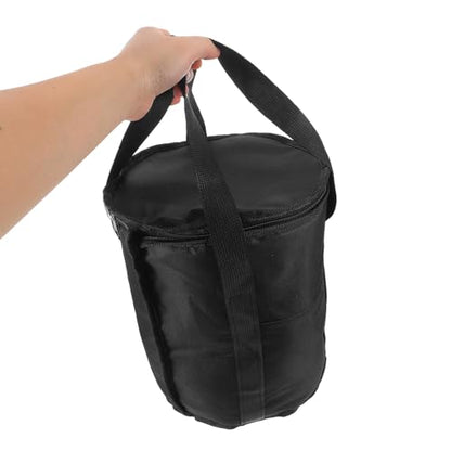 Baluue Waterproof Hockey Puck Bag with Zippered Lid and Hand Strap, Black 25cm Diameter X 28cm Height, Ice Hockey Accessories Organizer for Training, Games, and Travel