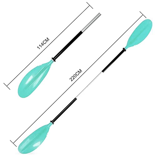 Karltion Kayak Paddle - Adjustable 2 Pieces Aluminum Alloy Shaft with Glass Fiber Blade for Surfing,Oar Fishing Easy Packable Travel - color: Mint Green, size: 86"-1 paddle