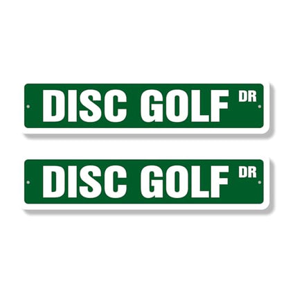 DISC GOLF Classic Street Sign (2 Pack) targets baskets bags team coach Road Sign | 4" X 18" Aluminum Metal Address Sign - color: Aluminum Metal Sign, size: 4 inch X 18 inch