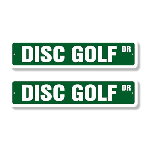 DISC GOLF Classic Street Sign (2 Pack) targets baskets bags team coach Road Sign | 4" X 18" Aluminum Metal Address Sign - color: Aluminum Metal Sign, size: 4 inch X 18 inch