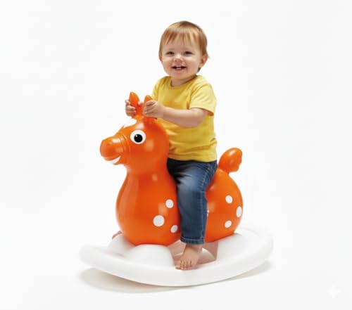 Gymnic Rody with Rocking Base and Saddle (Orange Rody & Rocking Base with Saddle) - color: Orange Rody & Rocking Base With Saddle