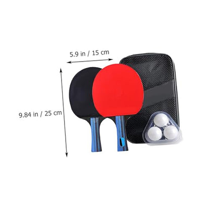 Pingpong Paddle Set for Outdoor Playing with Flared Handle for Better Grip High-Grade Rubber Table Tennis Rackets Short Handle Bats and Balls Included for Beginners and Experts