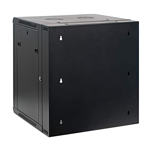 Aeons 12U Signature Double Section Wall Mount 19-inch Networking IT Cabinet Enclosure Hinged Swing Out 24-inch Depth Glass Door (Fully Assembled) - style: 12U-24" D