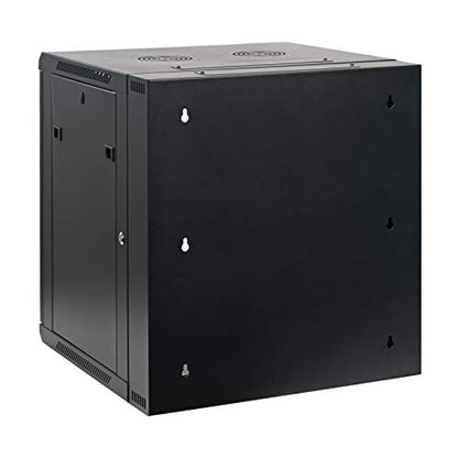 Aeons 12U Signature Double Section Wall Mount 19-inch Networking IT Cabinet Enclosure Hinged Swing Out 24-inch Depth Glass Door (Fully Assembled) - style: 12U-24" D
