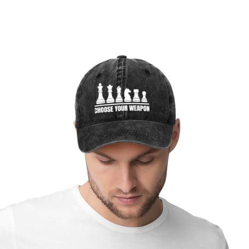 Choose Your Weapon Retro Chess Master Pieces Game Club Humor Baseball Caps,Fishing Hat Trucker Cap Adjustable Sun Peak Hats - color: Black 2