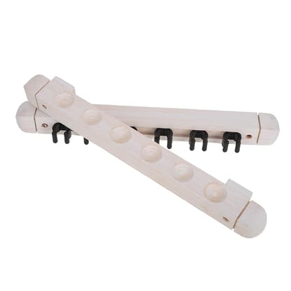 Cabilock Wall Mounted Pool Cue Stick Holder Rack, Solid Wood Billiard Cue Organizer 6 Slots, White Pool Stick Storage for Game Room Billiards Accessories