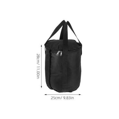 Baluue Waterproof Hockey Puck Bag with Zippered Lid and Hand Strap, Black 25cm Diameter X 28cm Height, Ice Hockey Accessories Organizer for Training, Games, and Travel