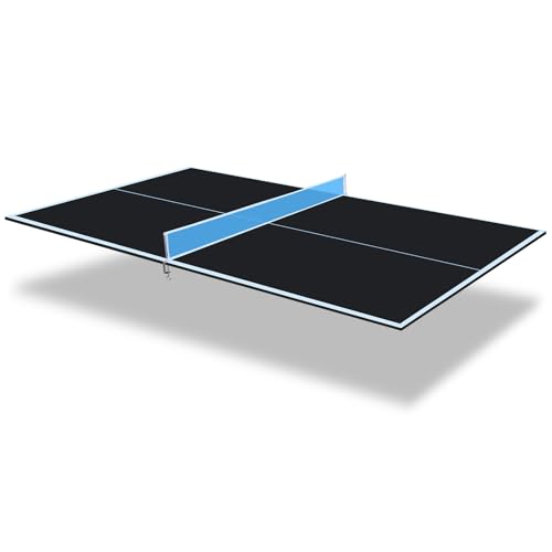 IUNNDS Table Tennis Table Topper, 6/7/8/8.5/9FT Foldable Ping Pong Conversion Top with Net Set for Billiard & Pool Tables - color: Black, size: 8.5FT for 7&8FT Pool Table