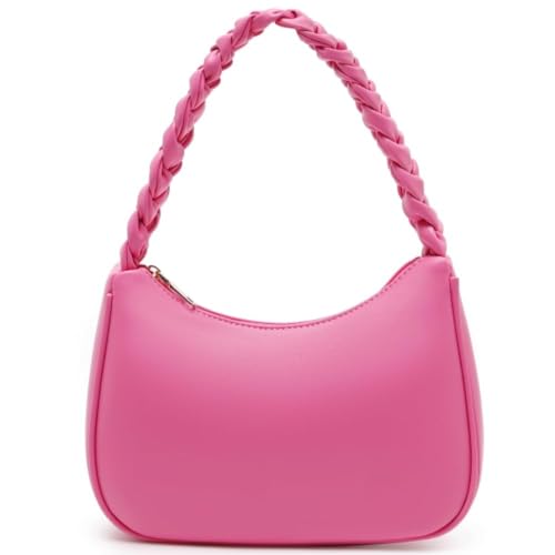 CYHTWSDJ Shoulder Bags for Women, Cute Hobo Tote Handbag Mini Clutch Purse with Zipper Closure - color: Braid Pink