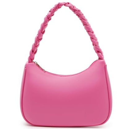 CYHTWSDJ Shoulder Bags for Women, Cute Hobo Tote Handbag Mini Clutch Purse with Zipper Closure - color: Braid Pink