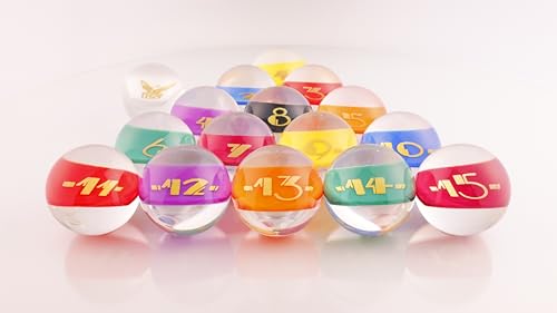 Clear Pool Billiards Balls Set by SRS - Full Set 2-1/4 in. Transparent w/Gold Print, 4.2oz, 2.25" Diam