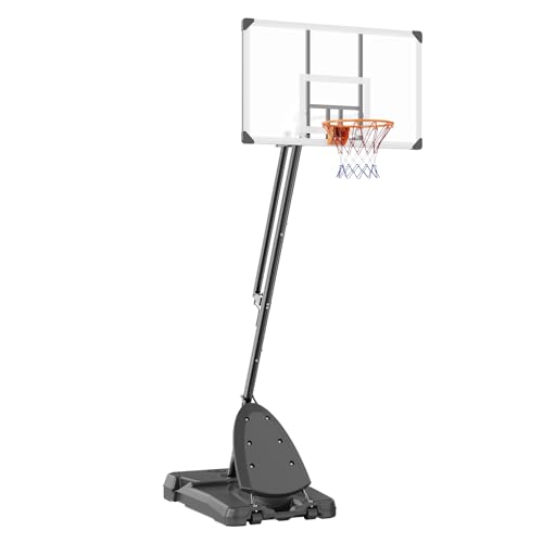 VEVOR Basketball Hoop, Basketball Hoop 44 48 50 54 Inchs PC Backboard, 4.4-10FT Height Adjustable, Basketball Portable Hoop& Goal, Indoor/Outdoor Classic Basketball Court, Teen Adult School Park - color: White 54in