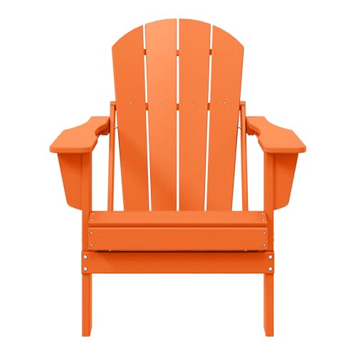 WestinTrends Malibu HDPE Outdoor Patio Folding Poly Adirondack Chair, Orange - color: Orange, size: 1 Chair