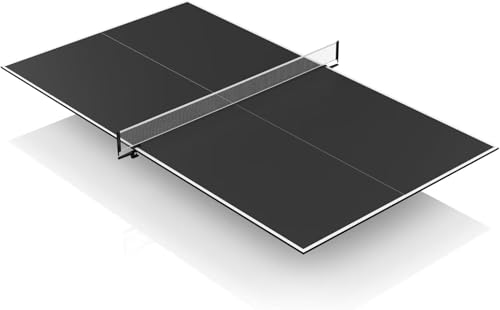 8X4 FT Ping Pong Table Top, Foldable Table Tennis Table for Billiard and Pool Tables, Indoor Table Tennis Conversion Top with Net & Premium Foam Padding - Perfect for Family Game Rooms - color: Black