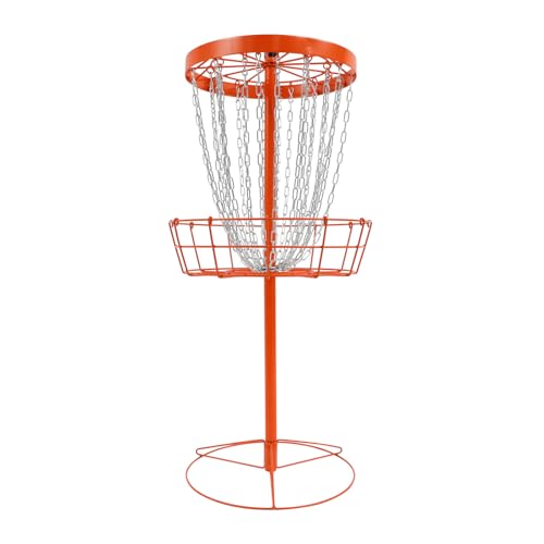 Disc Golf Basket, 24-Chain Portable Training Target for Backyard, Park & Camping, Official-Size Frisbee Golf Goal with Carry Bag & Stakes for Practice & Recreation, 52 Inch Height