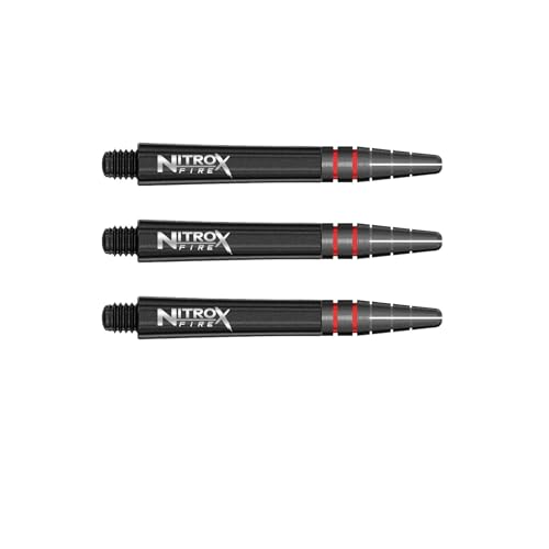 RED DRAGON Nitro Xfire Dart Shafts - Carbon Fiber Blend Stems with Aluminum Flight Locking System & Anti-Deflection Design - Available in Short, Intermediate & Medium Sizes - color: Black Intermediate