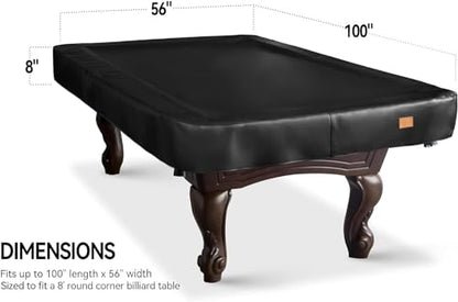 Heavy Duty Leatherette Billiard Pool Table Cover, Waterproof & Tearproof Cover for Pool Table 7/8/9FT (Black/Faux Lambskin, 8FT-(100"LX 56"WX 8“H)) - color: Black/Faux Lambskin, size: 8FT-(100"LX 56"WX 8“H)
