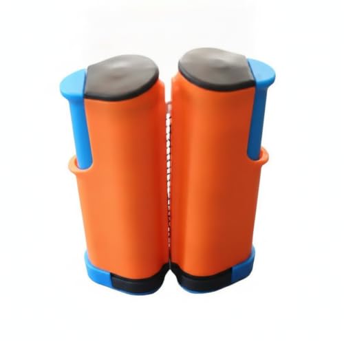 Retractable Table Tennis Net and Post Set, Clip-On Portable Ping Pong Net for Flat Surfaces, ABS Plastic - color: Orange
