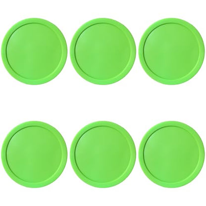 6 Pcs Air Hockey Pucks Set, 3.2 in Standard Replacement, Light Green, Smooth Surface & Rounded Edge, Sturdy Plastic Full Size for Game Tables