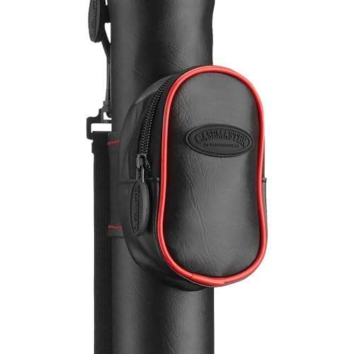 Casemaster Q-Vault Supreme Billiard/Pool Cue Hard Case, Holds 1 Complete 2-Piece Cue (1 Butt/1 Shaft) - color: Black with Red Trim