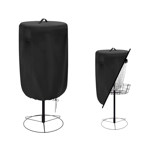 Disc Golf Basket Cover, 26inch x 35inch，Waterproof, Tear Resistance & Ultraviolet Resistance with Portable Handle & Windproof Drawstring（Black）