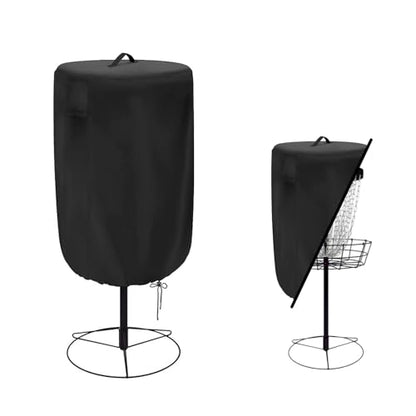 Disc Golf Basket Cover, 26inch x 35inch，Waterproof, Tear Resistance & Ultraviolet Resistance with Portable Handle & Windproof Drawstring（Black）