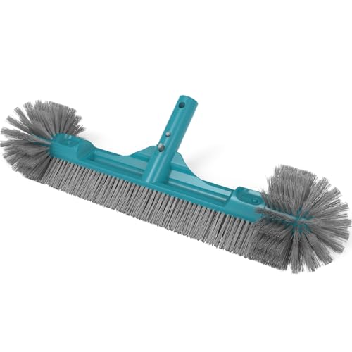 20” Pool Brush Head with Round Ends, Nylon Bristles, Extra Wide Plastic Pool Scrubber Brush for Cleaning Swimming Pool Walls, Steps & Corners Faster, Safe for Vinyl Liner(No Pole) - size: 20" Pool Brush