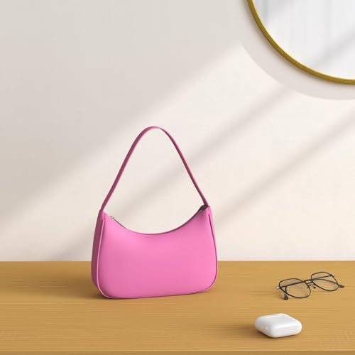 CYHTWSDJ Shoulder Bags for Women, Cute Hobo Tote Handbag Mini Clutch Purse with Zipper Closure - color: Pink