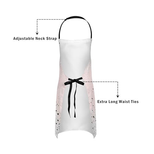 Manfei Blue Bowknot Kids Kitchen Apron - color: Black Pink