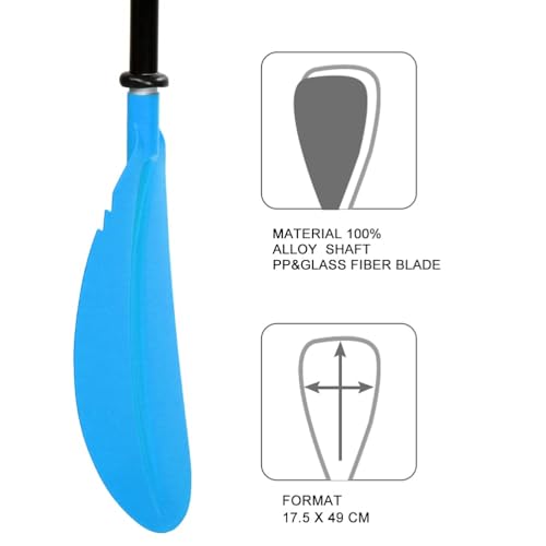 Karltion Kayak Paddle - Adjustable 2 Pieces Aluminum Alloy Shaft with Glass Fiber Blade for Surfing,Oar Fishing Easy Packable Travel - color: Blue, size: 90.5"-1 paddle