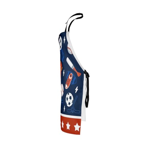 Manfei Ball Sports Kids Kitchen Apron - color: Dark Blue Orange
