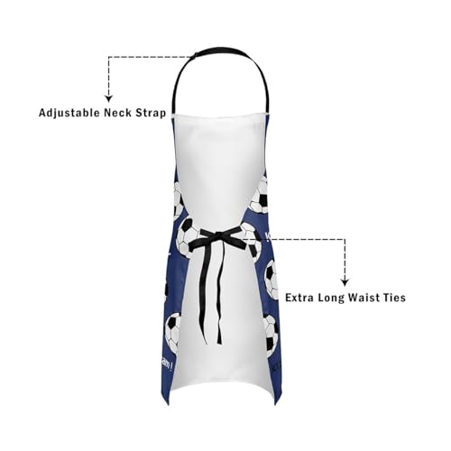 Castle Fairy Boy Soccer Kitchen Apron - color: Soccer Navy Blue