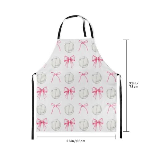 Manfei Blue Bowknot Kids Kitchen Apron - color: Pink and White