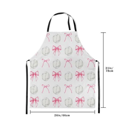 Manfei Blue Bowknot Kids Kitchen Apron - color: Pink and White