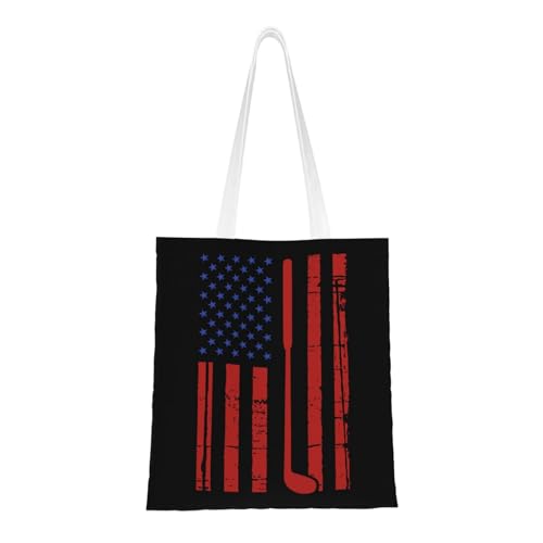 NIENIE Disk Golf Usa Flag Tote Bag for Women Shopping Bags Reusable Large Capacity Casual Shoulder Handbags DIY Gift Bags Cute Canvas Tote Bag