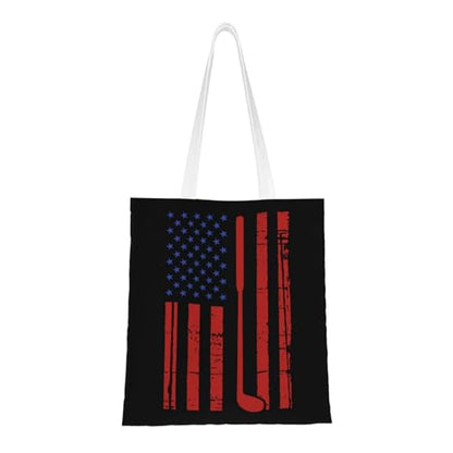NIENIE Disk Golf Usa Flag Tote Bag for Women Shopping Bags Reusable Large Capacity Casual Shoulder Handbags DIY Gift Bags Cute Canvas Tote Bag