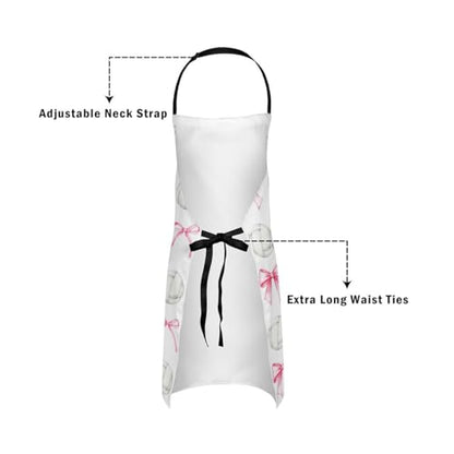Manfei Blue Bowknot Kids Kitchen Apron - color: Pink and White