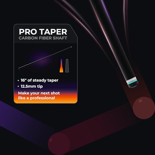 Carbon Fiber Pool Cue Stick with Case, 2pieces 58inch Low Deflection Professional Cue Stick for Billiards, Pro Taper Carbon Fibre Shaft with Genuine Leather Wrap and 12.5mm Tip (19oz-20oz) - color: Style4