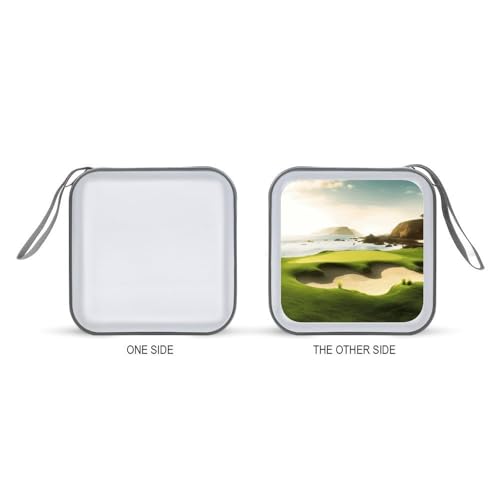 Beach Golf Course CD Case 40 Capacity DVD Case Holder Portable Zipper CD Cases Holder Large Storage Disc Wallet Bag Hard Plastic DVD Cases for Car Home Travel