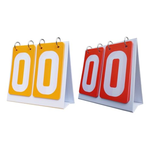 2 Pieces Sports Scoreboards Flip Number Scoreboards Portable Tabletop Double Row Flippers PVC Waterproof Base Stand Suitable for Coaches Basketball Fo