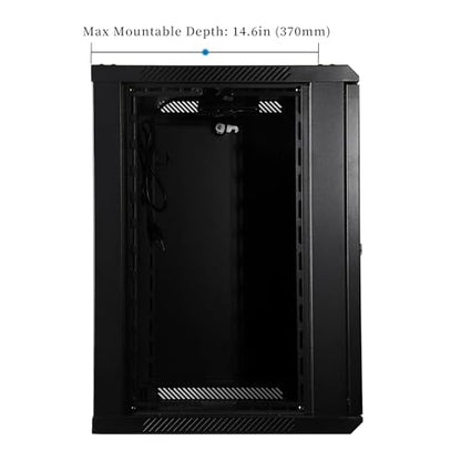 RackPath 12U Wall Mount Network Rack Cabinet – Quiet Cooling Fan, Locking Glass Door, 17.7" Deep (450mm), Removable Locking Side Panels, Fits 19" IT & A/V Equipment - size: 12U