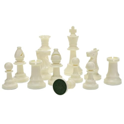 WE Games Color Bright Plastic Staunton Tournament Chess Pieces with 3.75 in. King - Half Chess Set of Chess Pieces Only, White - color: White