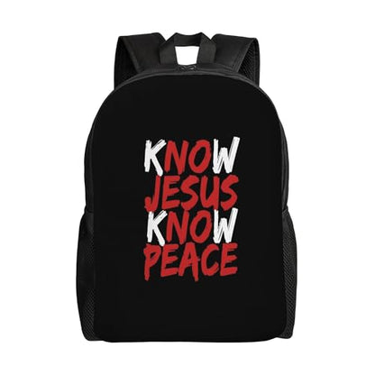 Know Jesus Know Peace.Jpeg Backpacks For Men Women Book Bag Travel Hiking Camping Work Lightweight - color: Ye14