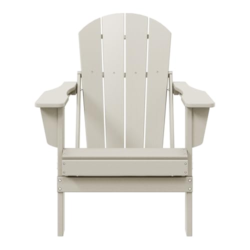 WestinTrends Malibu HDPE Outdoor Patio Folding Poly Adirondack Chair, Sand - color: Sand, size: 1 Chair