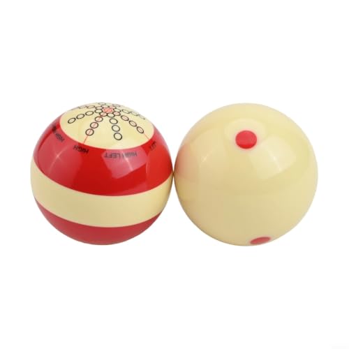 Professional Billiard Training Cue Ball Set of 2, 57.2mm Resin Pool Balls with Multi-Dot Design for Skill Improvement, Red and White Practice Balls for Indoor Games