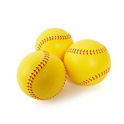 GKK 12 inch Foam Training Softballs, Yellow with Red Spray Lines 4-Pack Hitting Practice, Suitable for Teenagers, Practice Throwing, Safe for Soft Materials