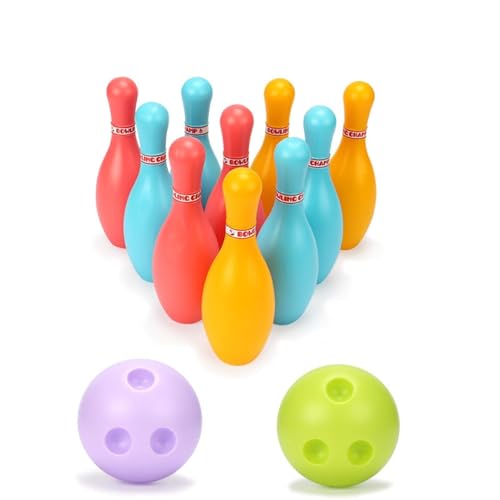 Kids Bowling Toy Set, Indoor Outdoor Bowling Games for Children Boys Girls with Plastic, Develop Motor Skills Hand Eye Coordination