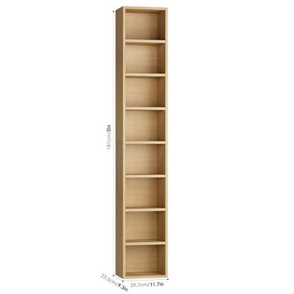 FOTOSOK 8-Tier Media Tower Rack, 11.6 X 9.3 X 71 Inches CD DVD Slim Storage Cabinet with Adjustable Shelves, Tall Narrow Bookcase Display Bookshelf for Home Office, Natural - color: Natural
